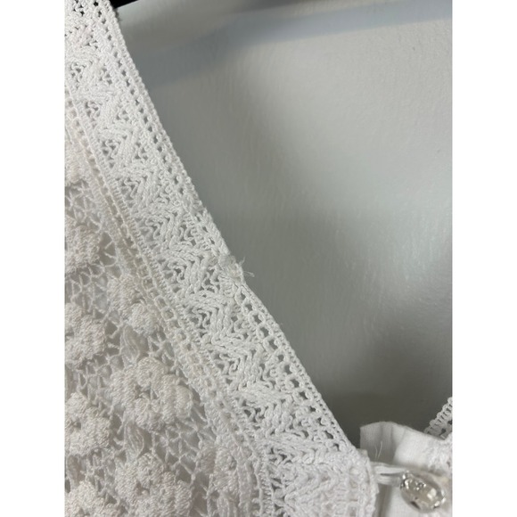 Nation AK Boho Crochet Lace Maxi Dress Medium Beach Wedding White Smocked Resort - Picture 4 of 9